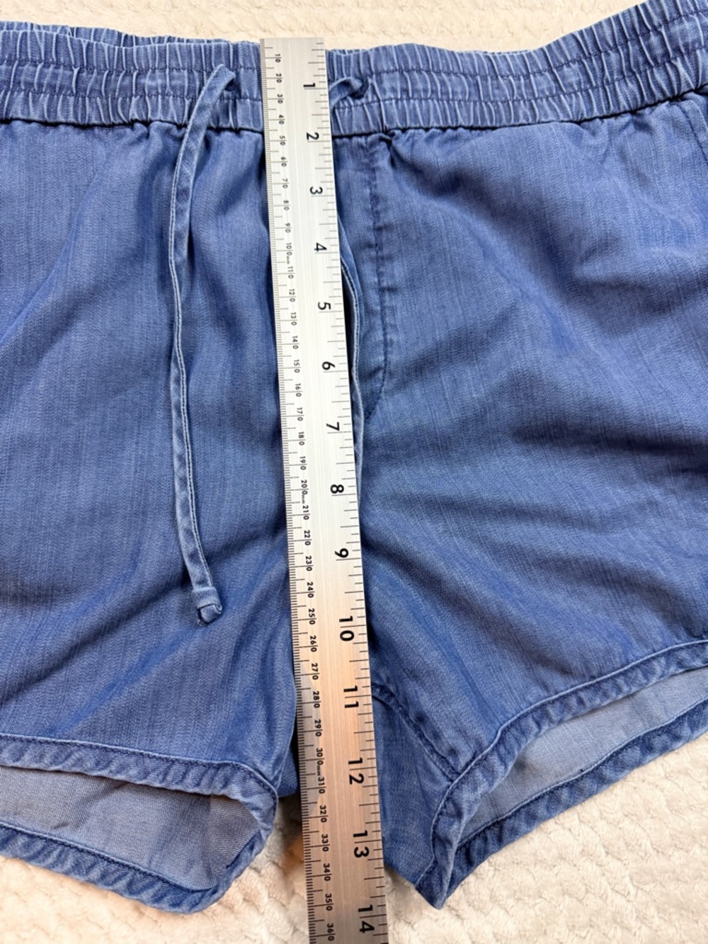 Women's Indigo Drawstring Casual Shorts 100% Lyocell Large - Picture 5 of 8